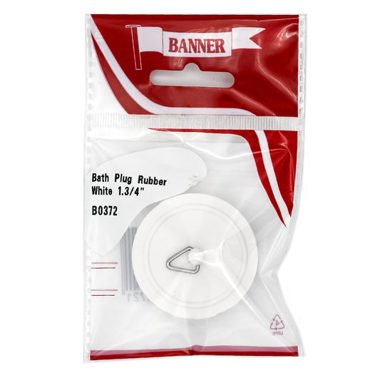 Banner White Rubber Bath Plug 1 3/4"