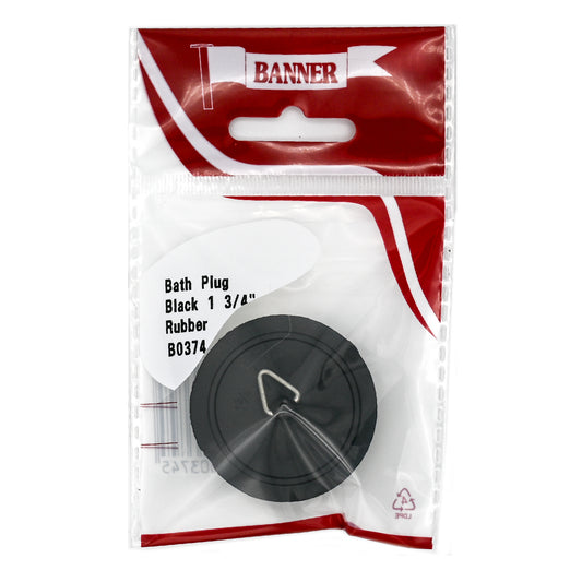 Banner Black Rubber Bath Plug 1 3/4"