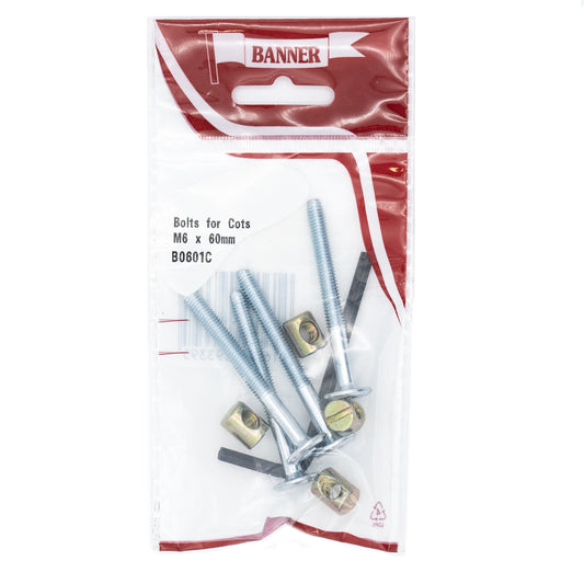 Banner M6 x 60mm Cot Bolts 4 Pack