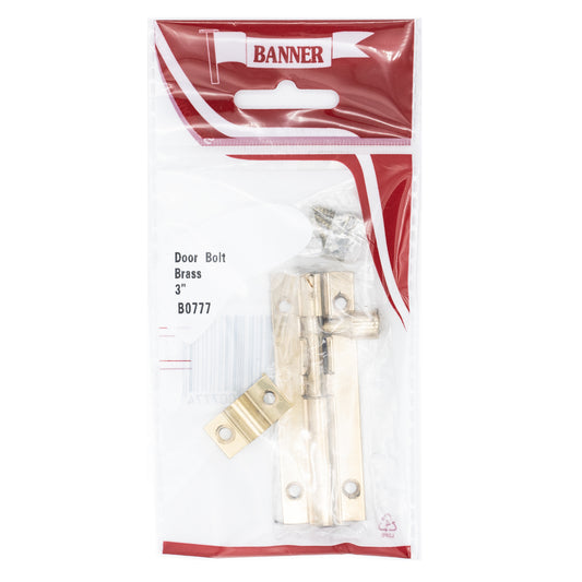 Banner 3" Brass Door Bolt