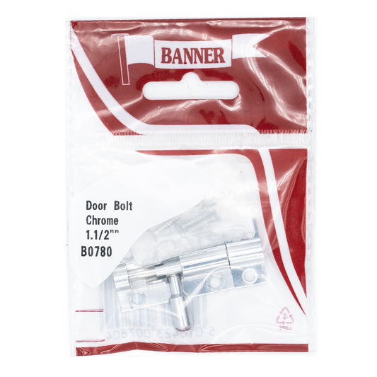 Banner 1 1/2" Chrome Door Bolt