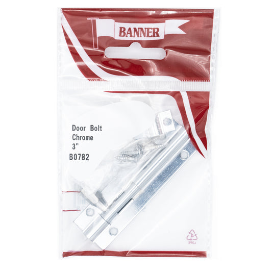 Banner 3" Chrome Door Bolt