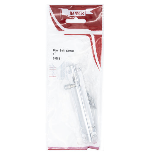 Banner 4" Chrome Door Bolt