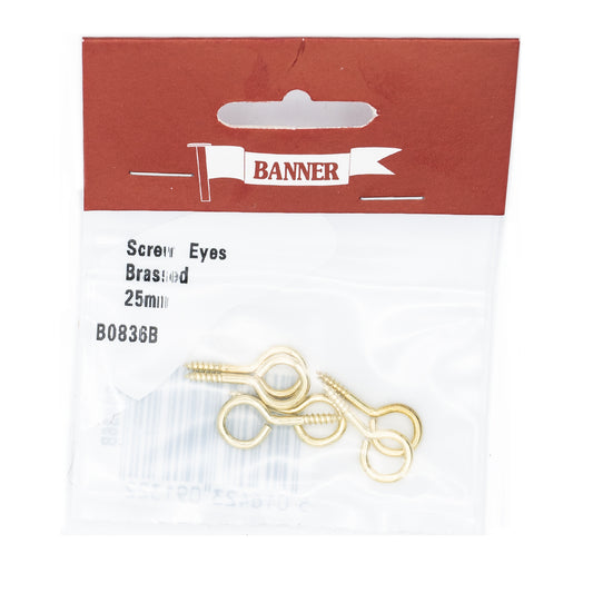 Banner Brass 25mm Screw Eyes 6 Pack