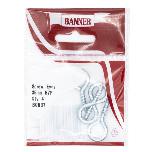 Banner BZP 35mm Screw Eyes 4 Pack