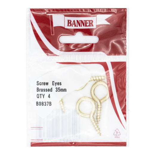 Banner Brass 35mm Screw Eyes 4 Pack