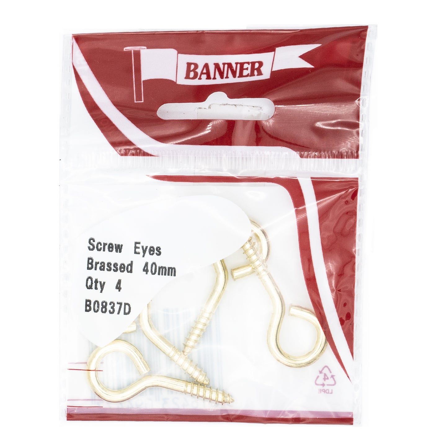 Banner Brass 40mm Screw Eyes 4 Pack