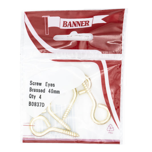 Banner Brass 40mm Screw Eyes 4 Pack