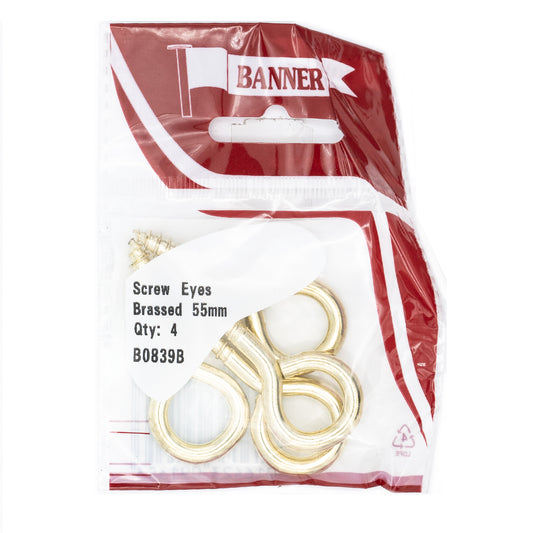 Banner Brass 55mm Screw Eyes 4 Pack