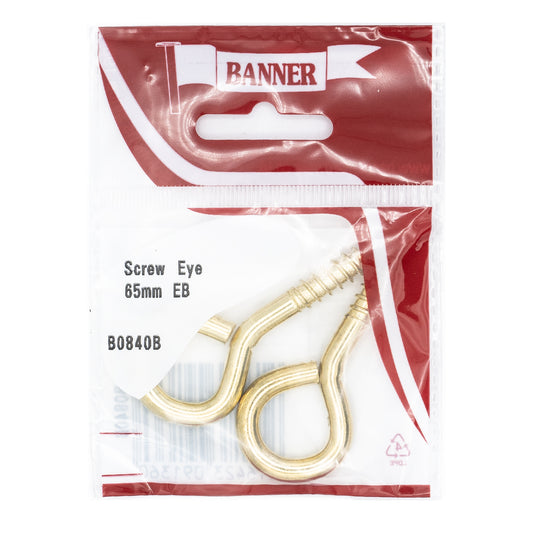 Banner Brass 65mm Screw Eyes 2 Pack