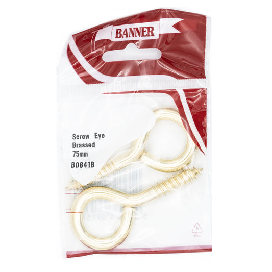 Banner Brass 75mm Screw Eyes 2 Pack