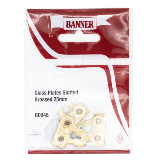 Banner Brass Slotted Glass & Mirror Plates 25mm 4 Pack