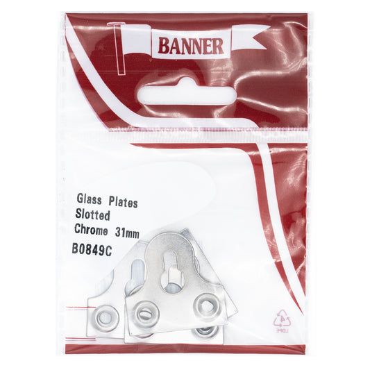 Banner Chrome Slotted Mirror & Glass Plates 31mm 4 Pack