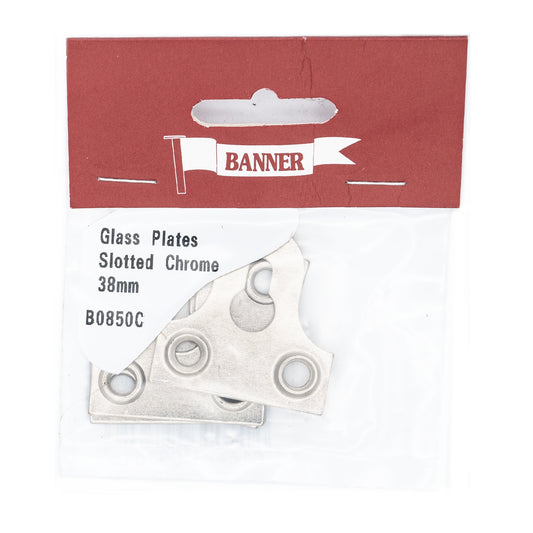 Banner Chrome Slotted Glass & Mirror Plates 38mm 4 Pack