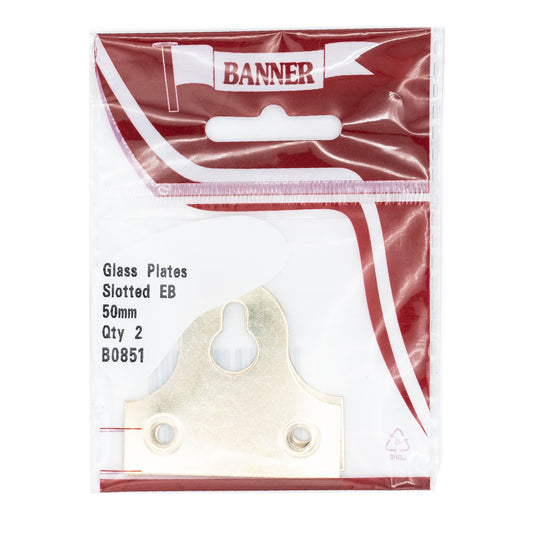 Banner Brass Slotted Glass & Mirror Plates 50mm 2 Pack