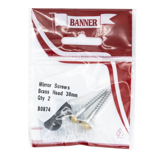 Banner Brass Mirror Screws 38mm 2 Pack