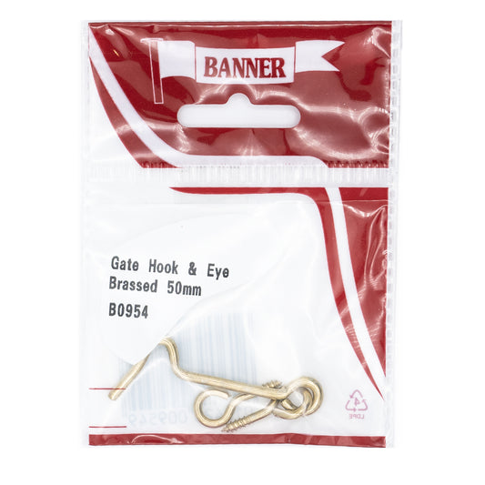 Banner 2" Brass Gate Hook & Eye