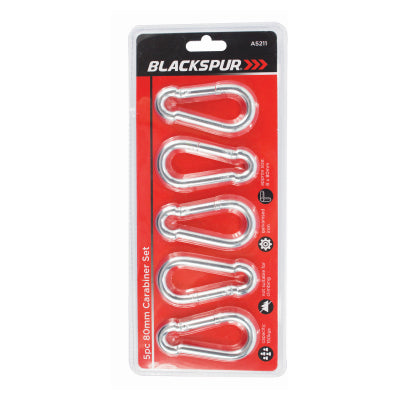 Blackspur 5 Piece 80mm Carabiner Set