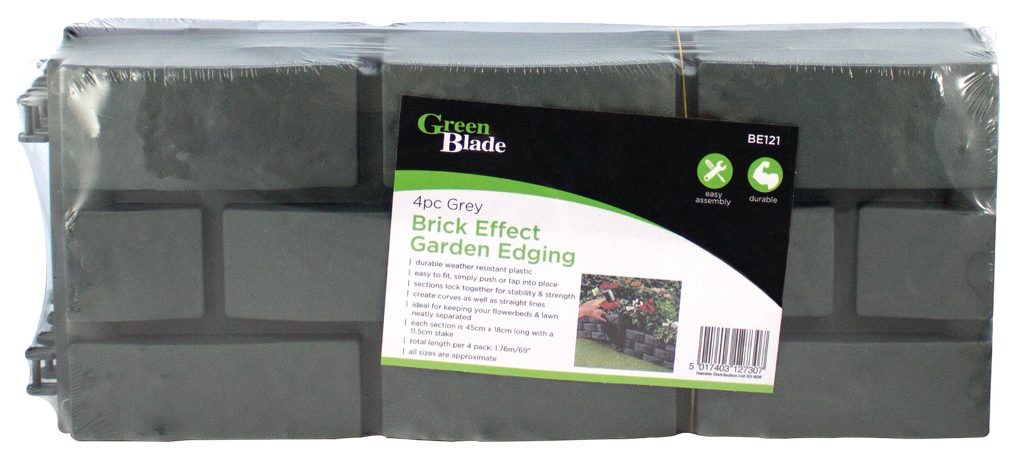 Green Blade BE121 4 Piece Grey Brick Effect Garden Edging