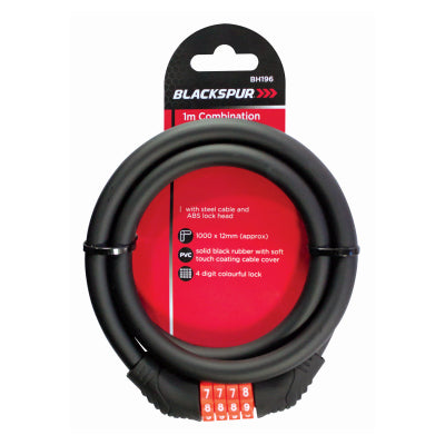 Blackspur 12mm x 1m Combination Bicycle Lock