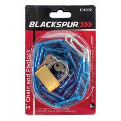 Blackspur 3ft x 3.6mm Chain & Padlock
