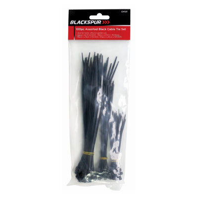Blackspur 100 Piece Assorted Black Cable Ties