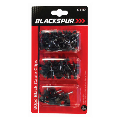 Blackspur 80 Piece Assorted Black Cable Clips