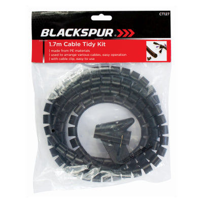 Blackspur 1.7m Black Cable Tidy Kit