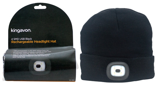 Kingavon 4 SMD USB Black Rechargeable Headlight Hat