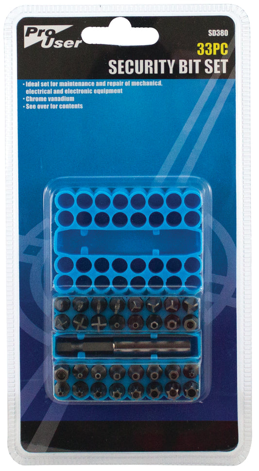 Pro User SD380 33 Piece CRV Security Bit Set