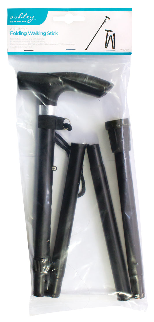 Ashley WS200 Black Adjustable Folding Walking Stick