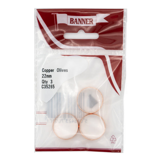 Banner 22mm Copper Olives 3 Pack