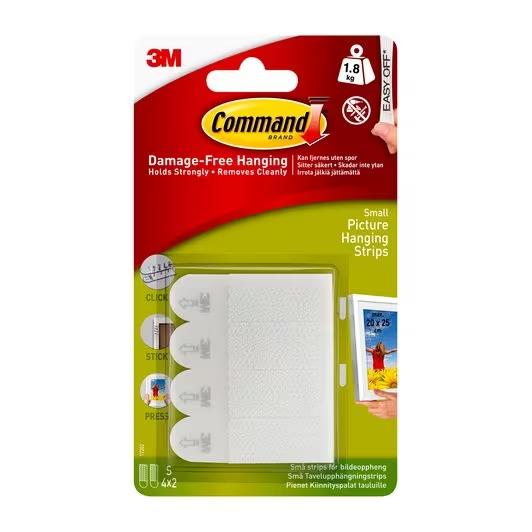 Command Small Picture Hanging Strips 4 Pack