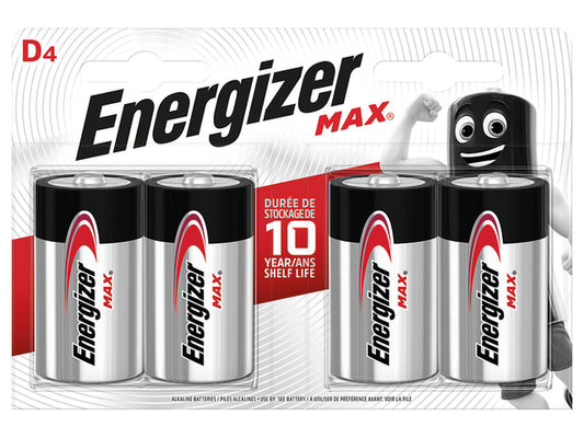 Energizer Alkaline Max D Battery 4 Pack