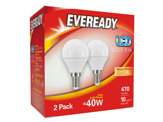 Eveready LED SES 40W Golfball Twin Pack