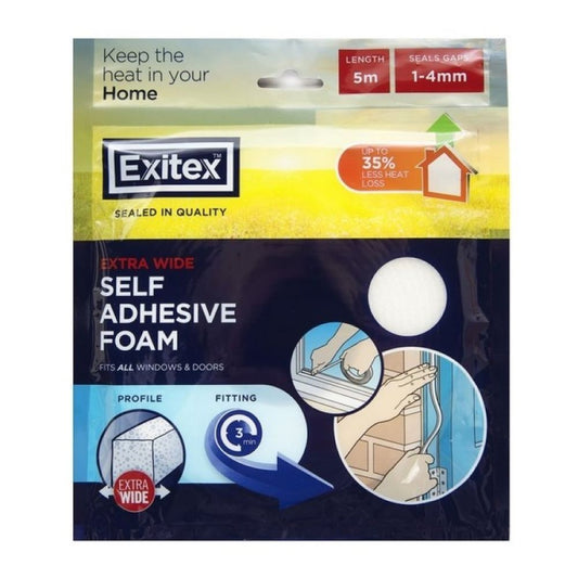 Exitex Extra Wide Self Adhesive Foam White 5m