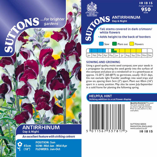 Suttons Antirrhinum Day & Night Seeds