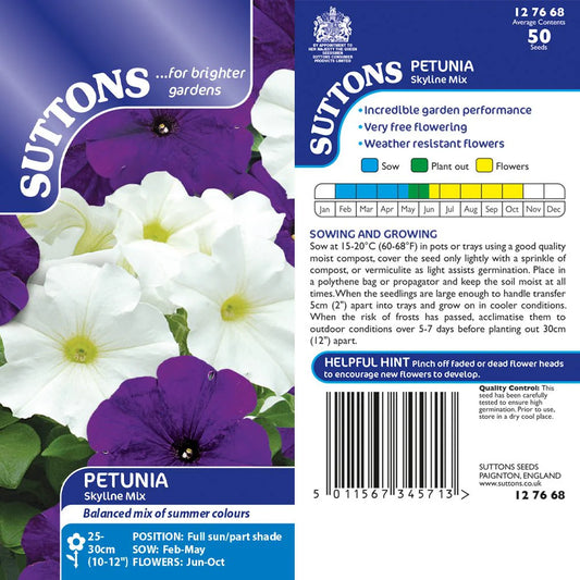 Suttons Petunia Skyline Mix Seeds