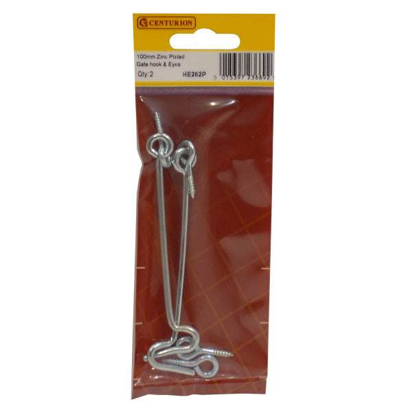Centurion HE262P 4" Zinc Gate Hook & Eyes 2 Pack