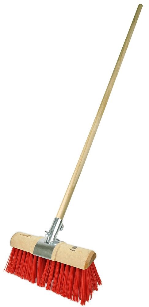 Hillbrush Salmon 13" Red PVC Poly Yard Brush with Clamp & Shaft