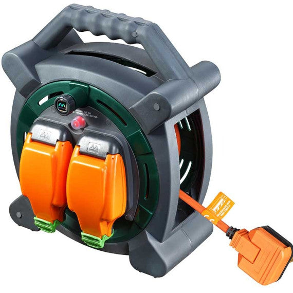 Masterplug Extension Case Reel with 2 IP54 Weatherproof Sockets 20m