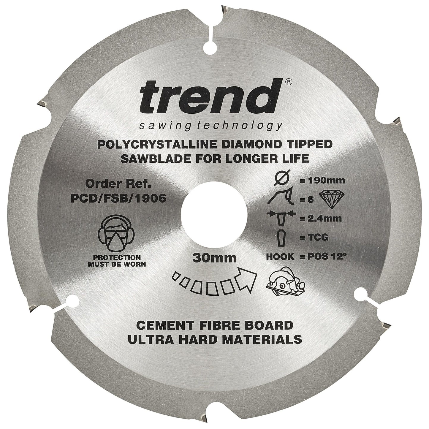 Trend PCD/FSB/1906 Fibreboard Circular Sawblade PCD 190mm x 6T x 30mm