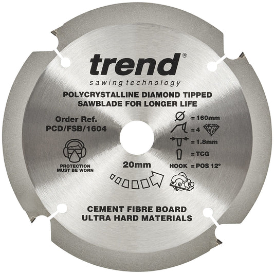 Trend PCD/FSB/1604 Fibreboard Circular Sawblade PCD 160mm x 4T x 20mm