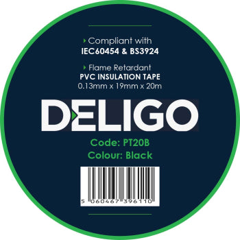 Deligo PVC Insulation Tape Black 19mm x 20m