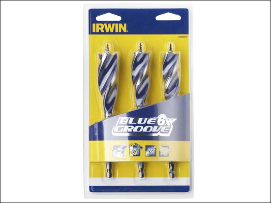 Irwin IRW10506627 6X Blue Groove Wood Drill Bit 3 Piece Set