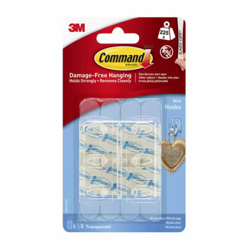Command Clear Mini Hooks 6 Pack