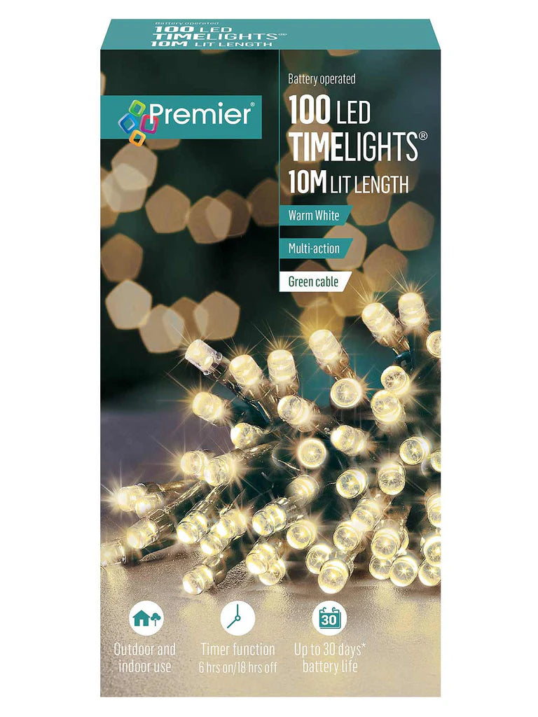 Premier 100 Multi Action Battery Christmas Lights Warm White