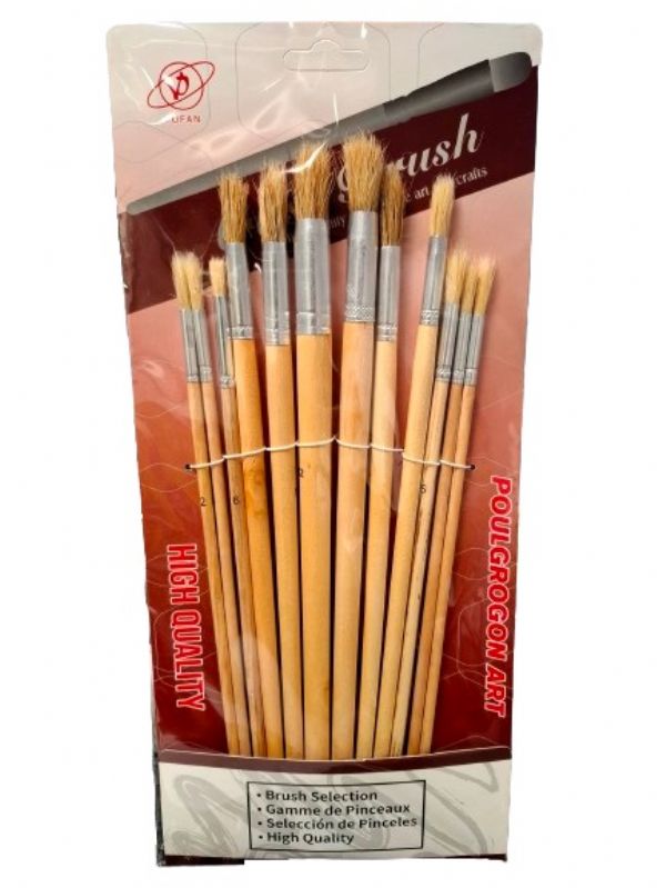 MD 12 Piece Wooden Artists Paint Brush Set
