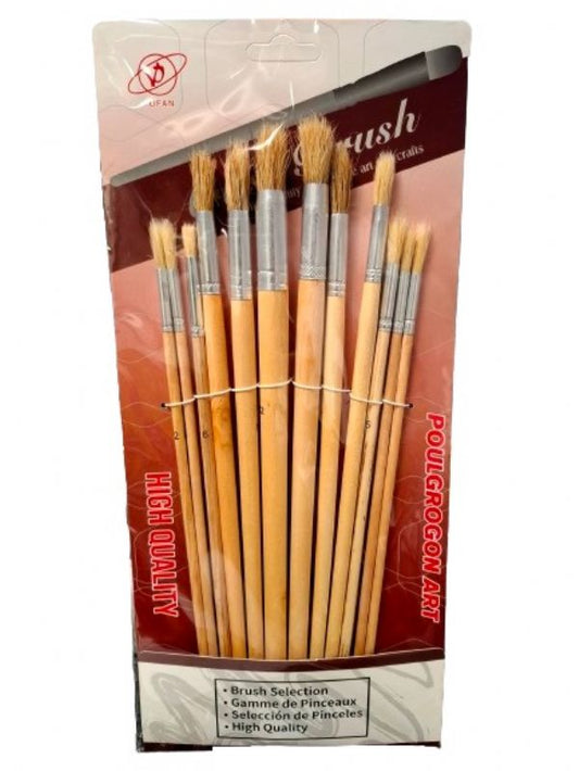MD 12 Piece Wooden Artists Paint Brush Set
