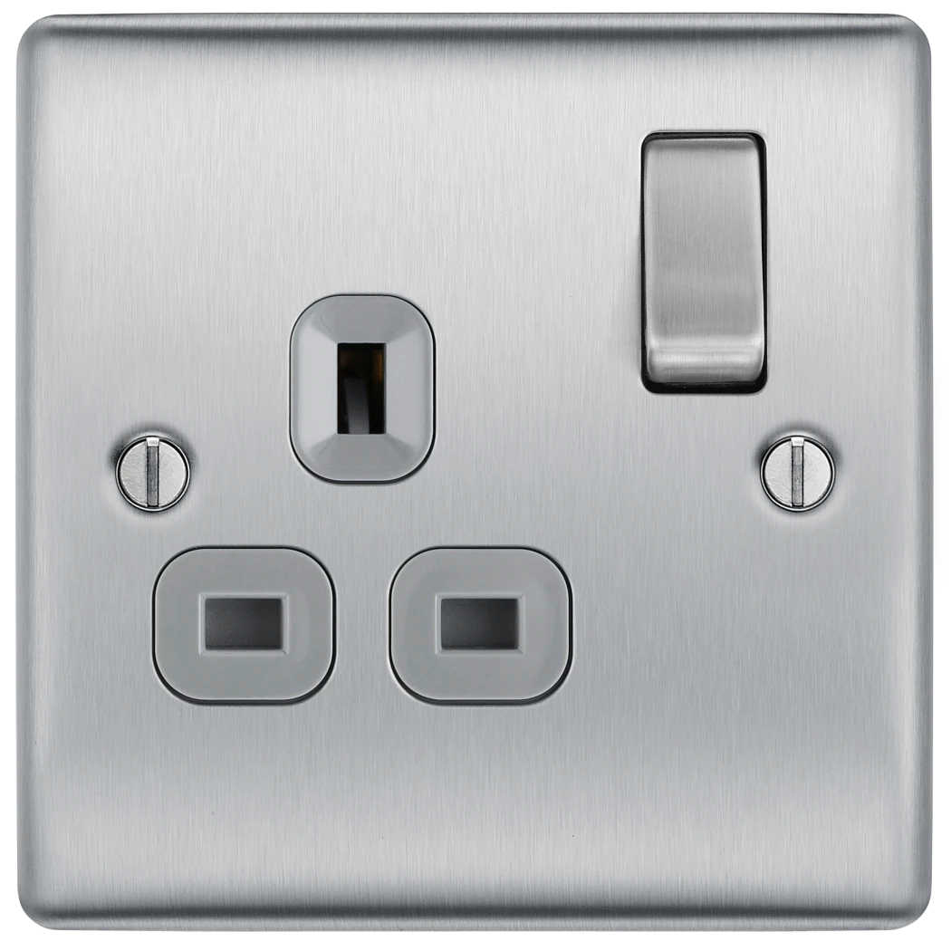 BG Nexus Metal Brushed Steel Single Socket